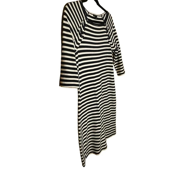 Talbots Women's Blue & White Nautical Striped Shift Dress Cross Rope Size Small - Picture 2 of 5